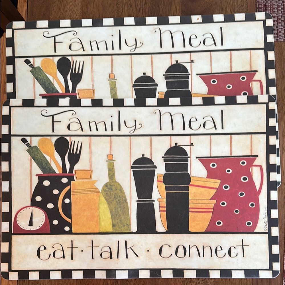 Family Meal Vintage Kitchen Utensils Vinyl Placemats